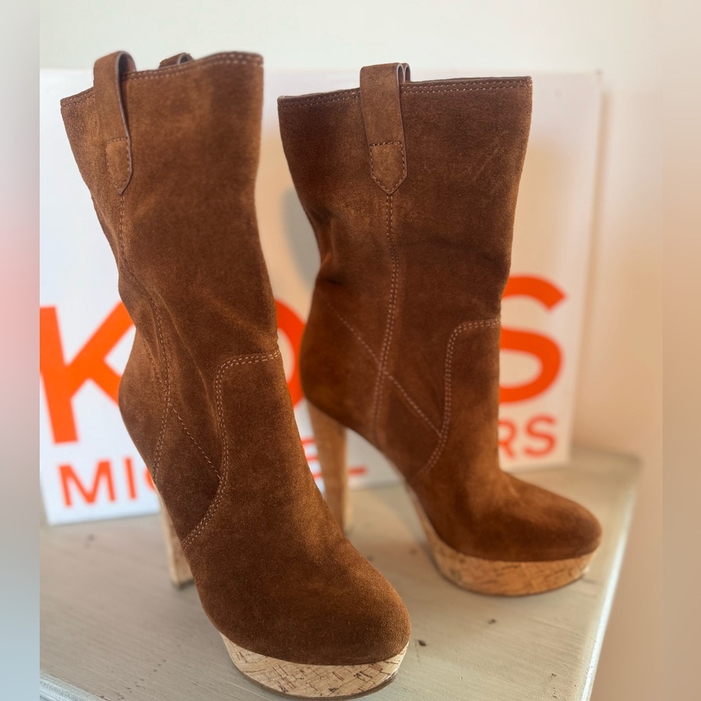 Michael Kors Brown Suede Platform Boots
